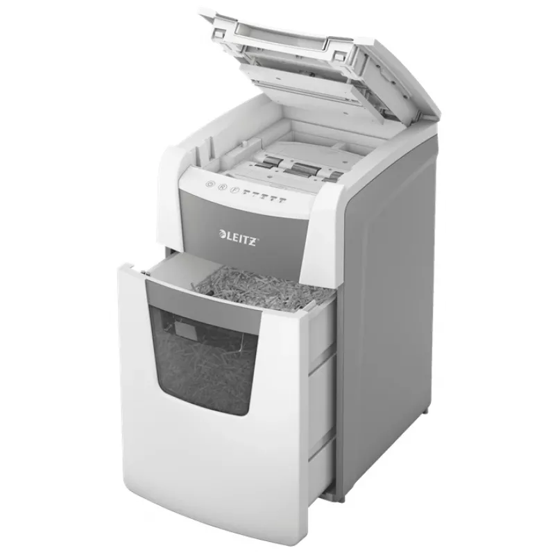Leitz IQ Autofeed Office 150 Automatischer Papierschredder P5, Mikroschnitt, 22 cm, 2 x 15 mm, 44 L, 500 Blatt, 55 dB