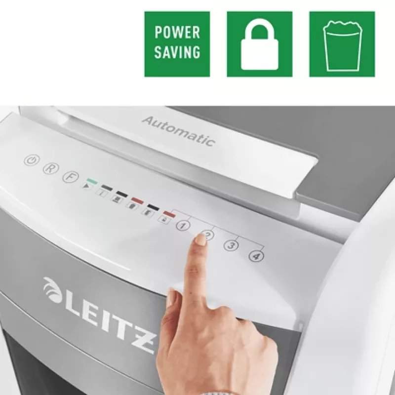 Leitz IQ Autofeed Office 300 Aktenvernichter P5, Mikroschnitt, 22 cm, 2 x 15 mm, 60 L, 700 Blatt, 55 dB