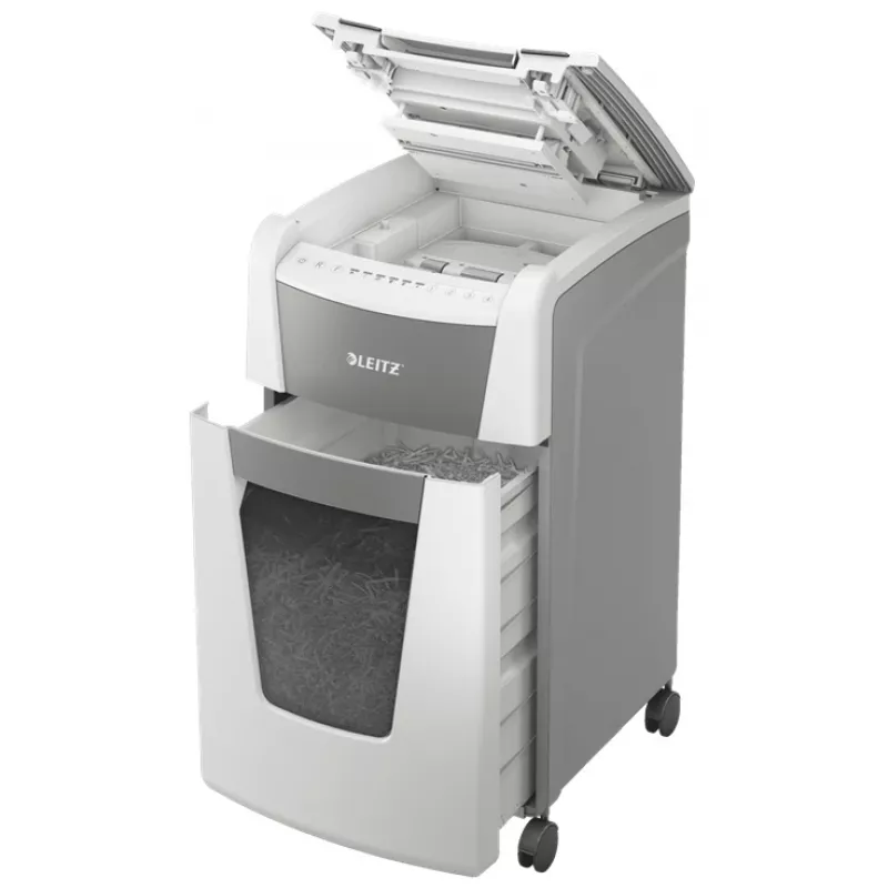 Leitz IQ Autofeed Office 300 Aktenvernichter P5, Mikroschnitt, 22 cm, 2 x 15 mm, 60 L, 700 Blatt, 55 dB