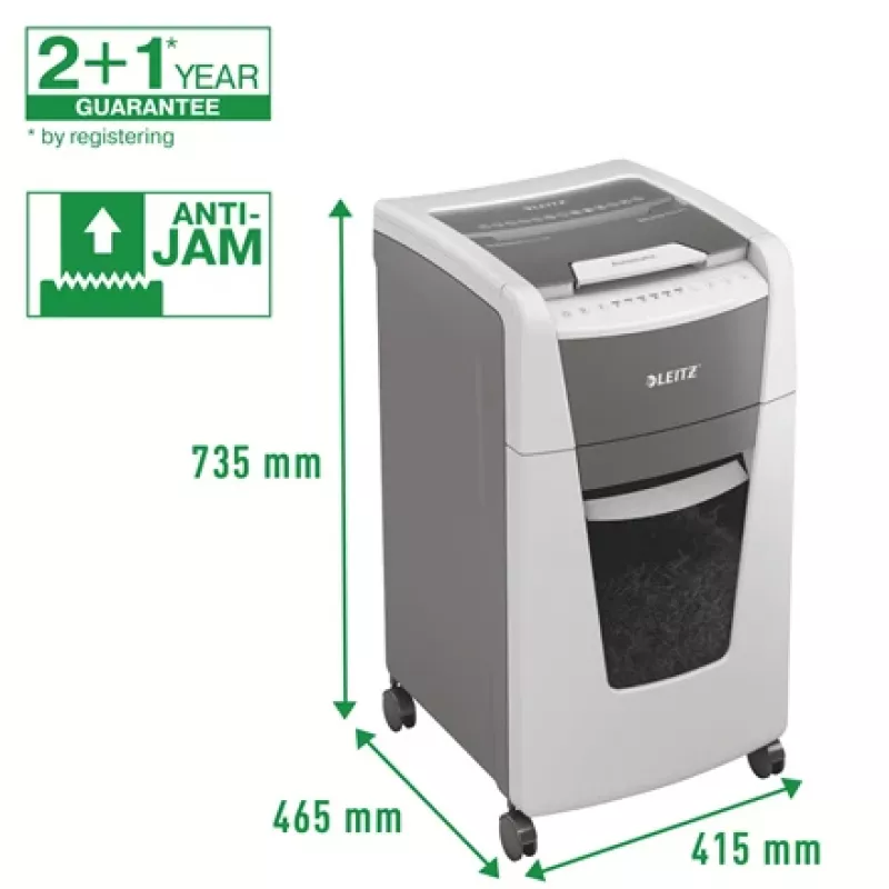 Leitz IQ Autofeed Office 300 Aktenvernichter P5, Mikroschnitt, 22 cm, 2 x 15 mm, 60 L, 700 Blatt, 55 dB
