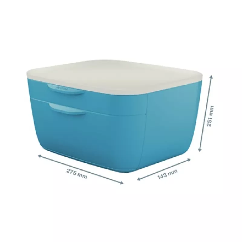 Leitz Cosy Schubladenschrank, 2 Schublade(n), Polystyrol (PS), Blau, Weiß, 1 Stück(e), 251 mm, 143 mm
