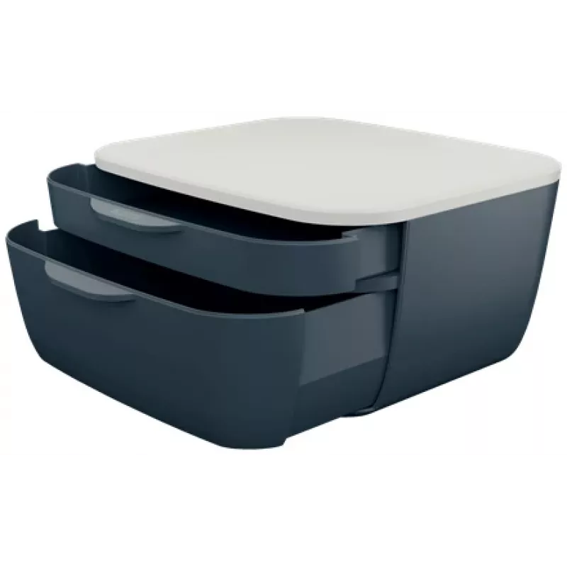 Leitz Cosy Schubladenschrank, 2 Schubladen, Polystyrol (PS), Schwarz, Weiß, 1 Stück, 251 mm, 143 mm