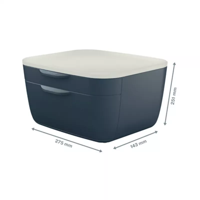 Leitz Cosy Schubladenschrank, 2 Schubladen, Polystyrol (PS), Schwarz, Weiß, 1 Stück, 251 mm, 143 mm