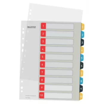 Leitz Cosy 1-10 bedruckbares Register, PP, numerisches Tab-Register, Polypropylen (PP), Hochformat, A4 Maxi, 245 mm, 305 mm