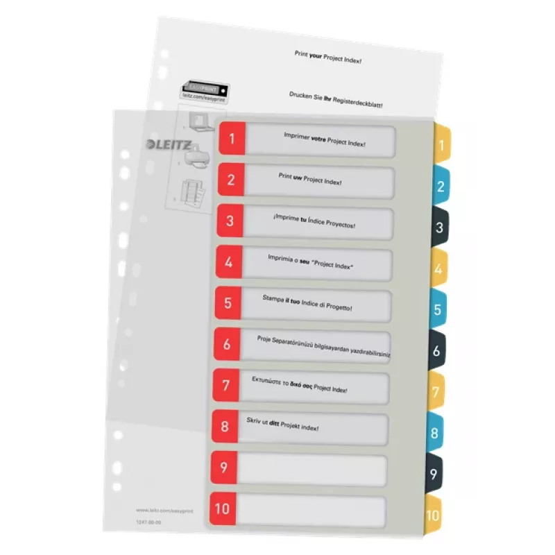 Leitz Cosy 1-10 bedruckbares Register, PP, numerisches Tab-Register, Polypropylen (PP), Hochformat, A4 Maxi, 245 mm, 305 mm