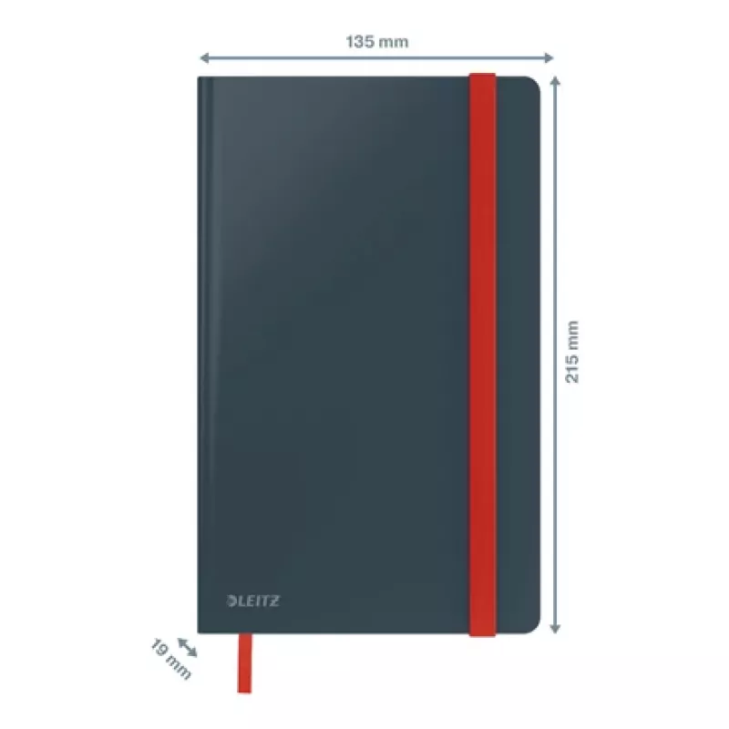 Leitz Cosy Notebook Soft Touch kariert mit Hardcover, Monochromatisch, Schwarz, A5, 80 Blatt, Matt, 100 g/m²