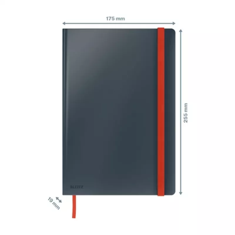 Leitz Cosy Notizbuch Soft Touch kariert mit Hardcover, monochromatisch, Schwarz, B5, 80 Blatt, Matt, 100 g/m²
