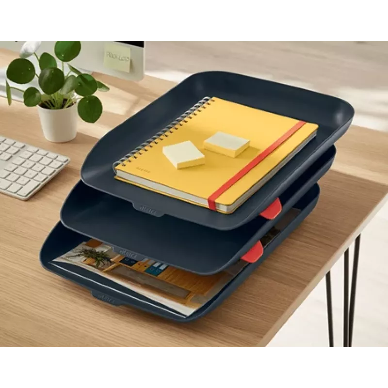 Leitz Cosy Briefablage, Set mit 3 Stück, Polystyrol (PS), Schwarz, A4, A4, 274 mm, 456 mm