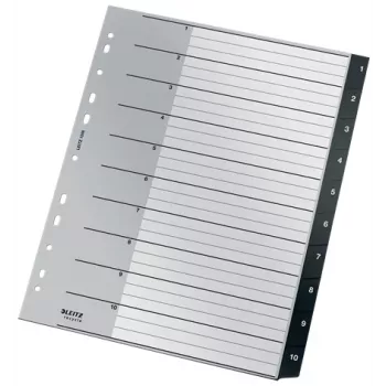 Leitz Recycle Index, PP, extrabreit, numerisches Register, Polypropylen (PP), Schwarz, Weiß, Hochformat, A4 Maxi, 160 g/m²