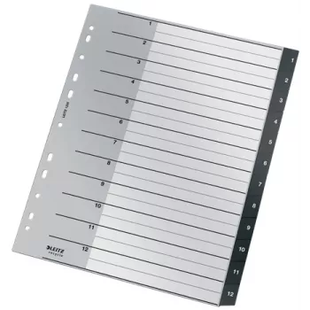 Leitz Recycle Index, PP, extrabreit, numerisches Register, Polypropylen (PP), Schwarz, Weiß, Hochformat, A4 Maxi, 160 g/m²