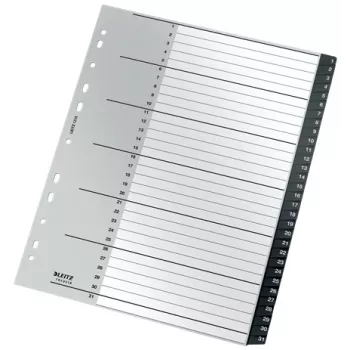 Leitz Recycle Index, PP, extrabreit, numerisches Tab-Register, Polypropylen (PP), Schwarz, Weiß, Hochformat, A4 Maxi, 160 g/m²
