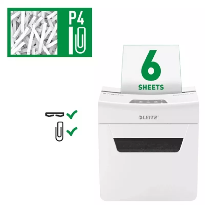 Leitz IQ Protect Premium Aktenvernichter 6X P4, 4 x 40 mm, 10 L, 100 Blatt, 55 dB, Touch, 6 Blatt