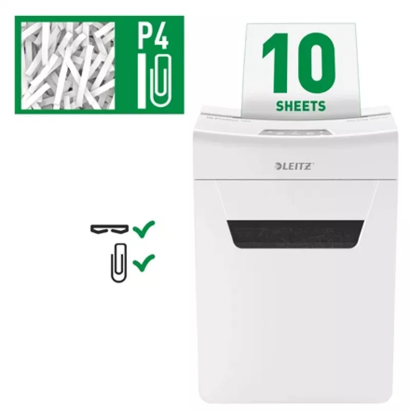 Leitz IQ Protect Premium Aktenvernichter 10X P4, 4 x 40 mm, 18 L, 150 Blatt, 55 dB, Touch, 10 Blatt