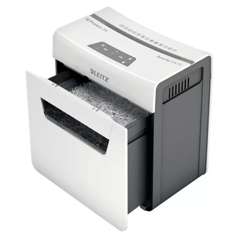 Leitz IQ Protect Premium Papierschredder 3M P5, Mikroschnitt, 2 x 15 mm, 10 L, 125 Blatt, 55 dB, Touch