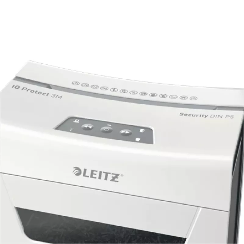 Leitz IQ Protect Premium Papierschredder 3M P5, Mikroschnitt, 2 x 15 mm, 10 L, 125 Blatt, 55 dB, Touch