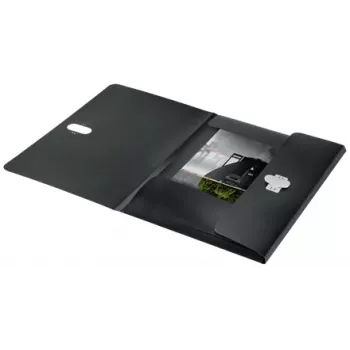 Leitz Recycle 3-Klappen-Mappe, Unterschriftenmappe, A4, Polypropylen (PP), Schwarz, Matt, 150 Blatt