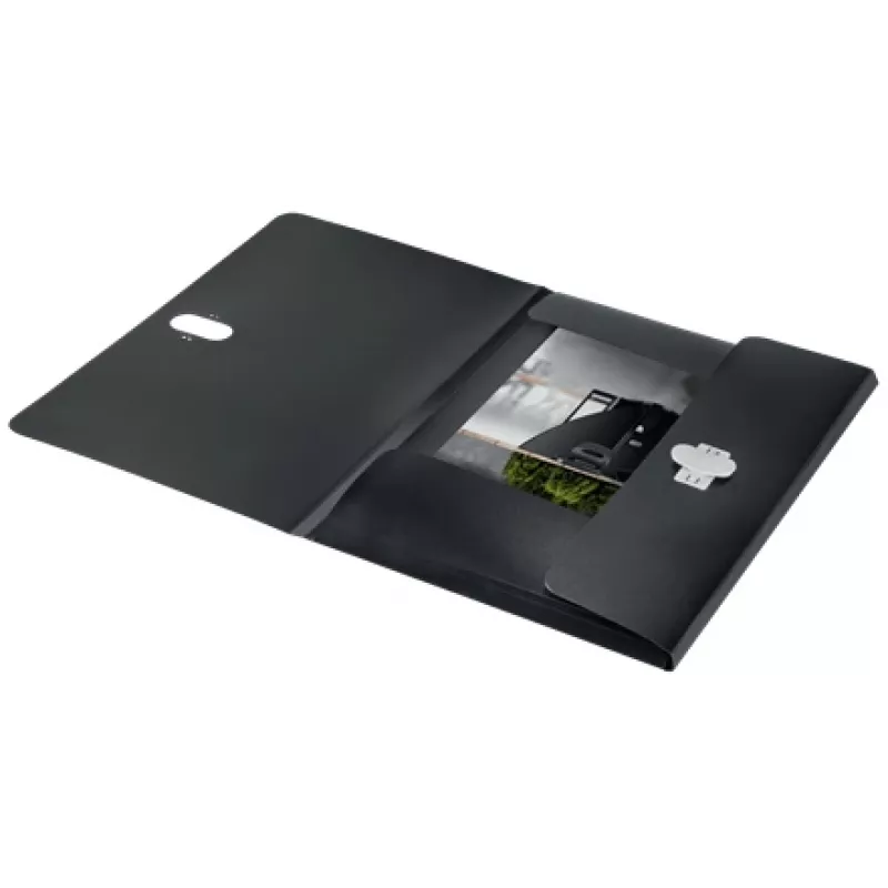 Leitz Recycle 3-Klappen-Mappe, Unterschriftenmappe, A4, Polypropylen (PP), Schwarz, Matt, 150 Blatt