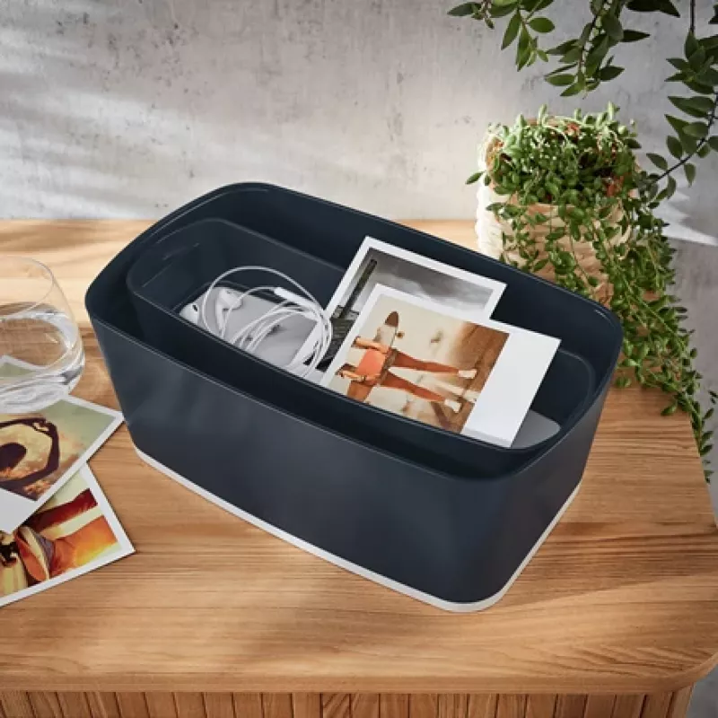 Leitz MyBox Cosy Ordnungsschale lang, Aufbewahrung, Aufbewahrungsbox, Grau, Rechteckig, Kunststoff, Einfarbig, Innenbereich