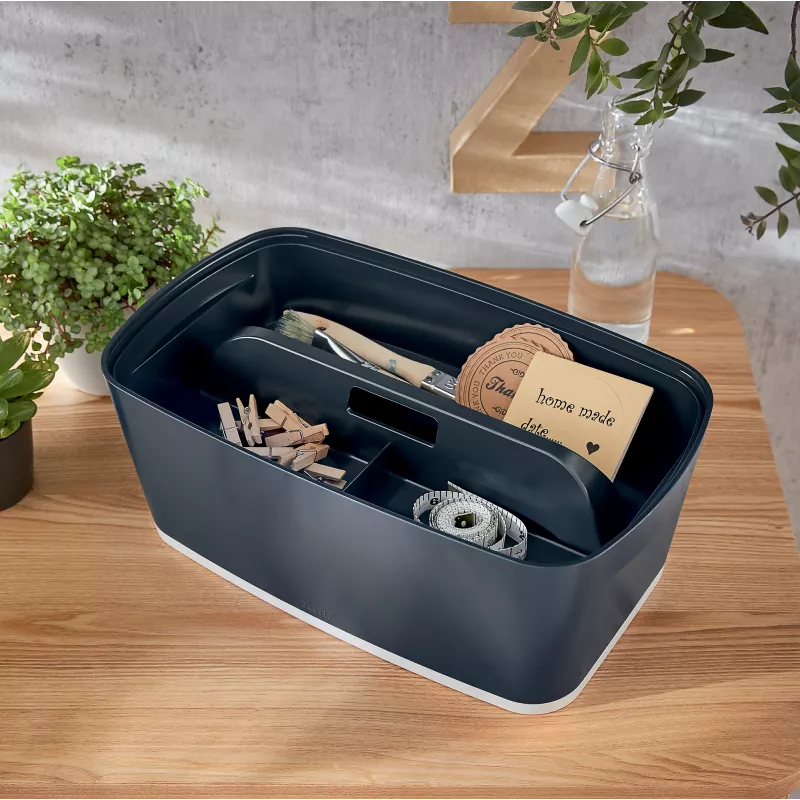 Leitz MyBox Cosy Ordnungsschale mit Griff Small, Aufbewahrung, Grau, Kunststoff, 307 mm, 181 mm, 56 mm, 300 g