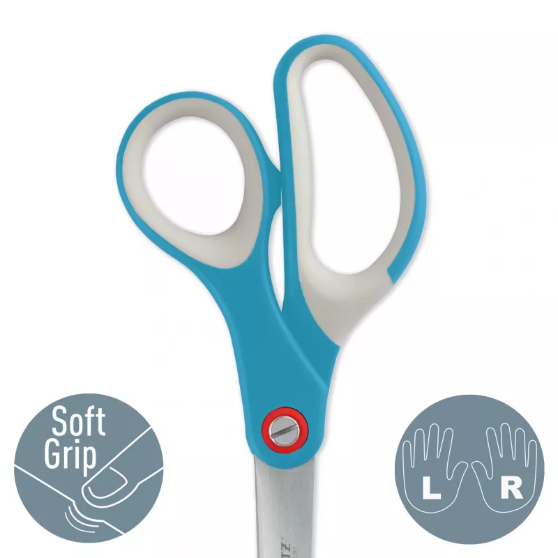 Leitz Cosy Titanium Büroschere 205 mm, Erwachsene, gerader Schnitt, Einzeln, Blau, Edelstahl, Büroschere