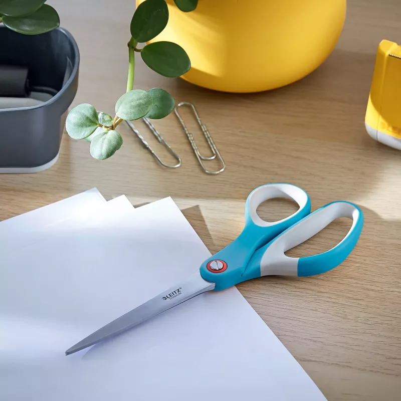 Leitz Cosy Titanium Büroschere 205 mm, Erwachsene, gerader Schnitt, Einzeln, Blau, Edelstahl, Büroschere
