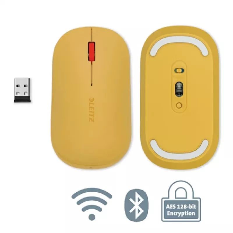 Leitz Cosy Funkmaus, beidhändig, RF Wireless + Bluetooth, 4000 DPI, Orange