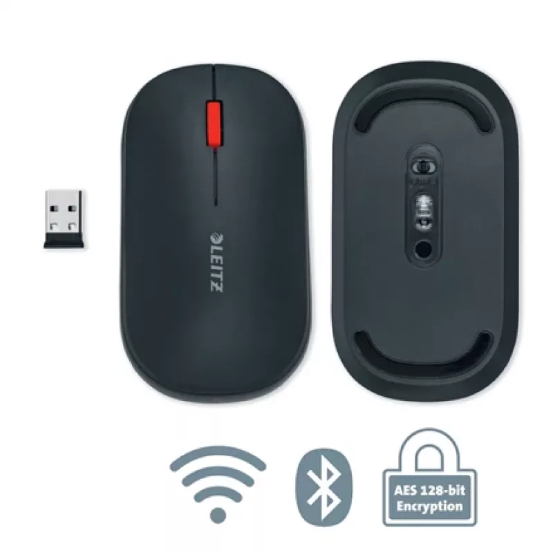 Leitz Cosy kabellose Maus, beidhändig, RF Wireless + Bluetooth, 4000 DPI, Grau