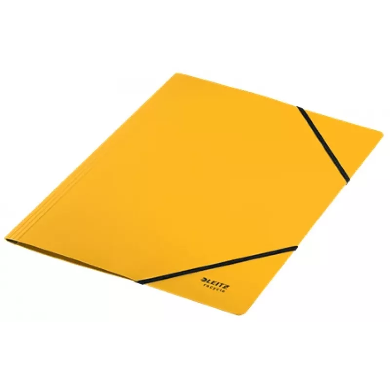 Leitz Recycle Kartonmappe mit Gummizügen, herkömmliche Aktenmappe, A4, Karton, Gelb, Quer-/Hochformat, 250 Blatt