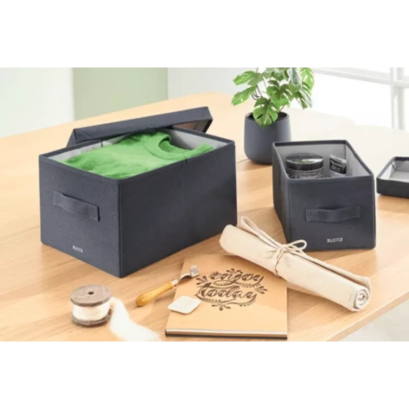 Leitz Stoff-Aufbewahrungsbox mit Deckel, medium, 2er-Packung, Aufbewahrungsbox, Blau, Rechteckig, Stoff, Monochrom, Stoff