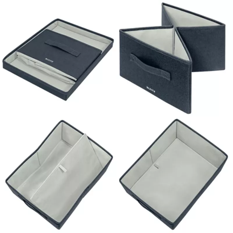 Leitz Stoff-Aufbewahrungsbox mit Deckel, medium, 2er-Packung, Aufbewahrungsbox, Blau, Rechteckig, Stoff, Monochrom, Stoff