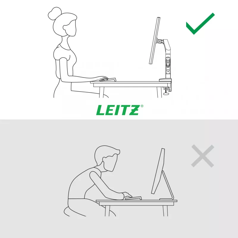 Leitz Ergo platzsparender Einzelmonitorarm, Klemme/Tischdurchführung, 9 kg, 43,2 cm (17 Zoll), 81,3 cm (32 Zoll), 100 x 100 mm, Grau