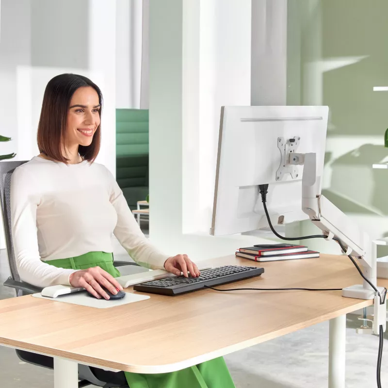 Leitz Ergo platzsparender Einzelmonitorarm, Klemme/Tischdurchführung, 9 kg, 43,2 cm (17 Zoll), 81,3 cm (32 Zoll), 100 x 100 mm, Grau