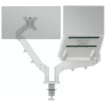 Leitz Ergo Space Saving Dual Monitor & Laptop Arm, Clamp/Grommet, 9 kg, 33 cm (13 Zoll), 81,3 cm (32 Zoll), 100 x 100 mm, Grau