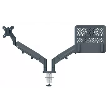 Leitz Ergo Platzsparender Dual-Monitor- & Laptop-Arm, Klemme/Tischdurchführung, 18 kg, 43,2 cm (17 Zoll), 81,3 cm (32 Zoll), 100 x 100 mm, Dunkelgrau