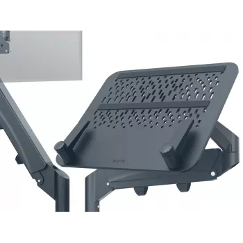 Leitz Ergo Platzsparender Dual-Monitor- & Laptop-Arm, Klemme/Tischdurchführung, 18 kg, 43,2 cm (17 Zoll), 81,3 cm (32 Zoll), 100 x 100 mm, Dunkelgrau