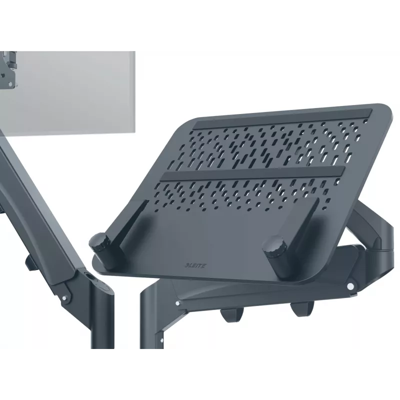 Leitz Ergo Platzsparender Dual-Monitor- & Laptop-Arm, Klemme/Tischdurchführung, 18 kg, 43,2 cm (17 Zoll), 81,3 cm (32 Zoll), 100 x 100 mm, Dunkelgrau