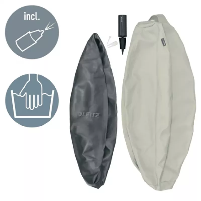 Leitz Ergo Aktiver Sitzball mit Stoppfunktion 65 cm, Grau, Full-size, 150 kg, Erwachsene, Adult, TÜV