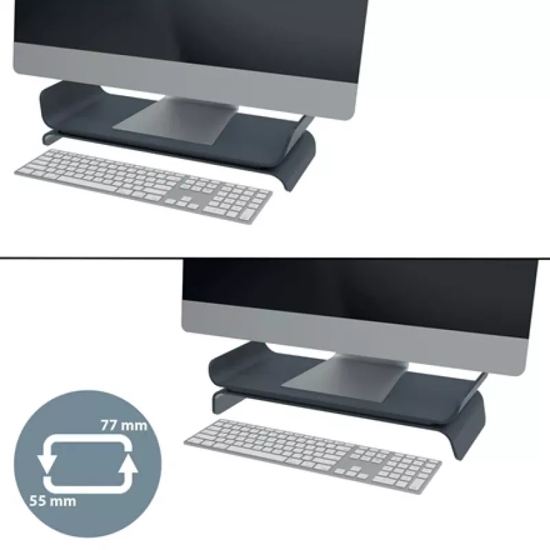Leitz Ergo Verstellbarer Monitorständer, Freistehend, 68,6 cm (27 Zoll), Höhenverstellung, Grau