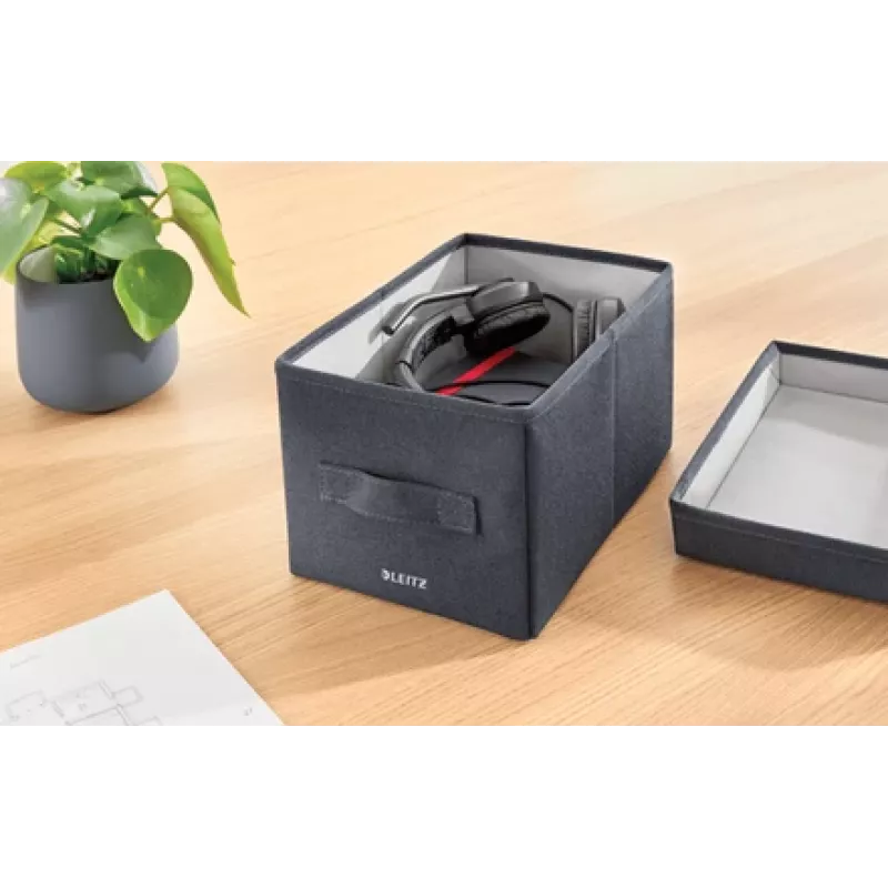 Leitz Stoff-Aufbewahrungsbox mit Deckel klein, 2er-Packung, Aufbewahrungsbox, Blau, Rechteckig, Stoff, Monochrom, Stoff
