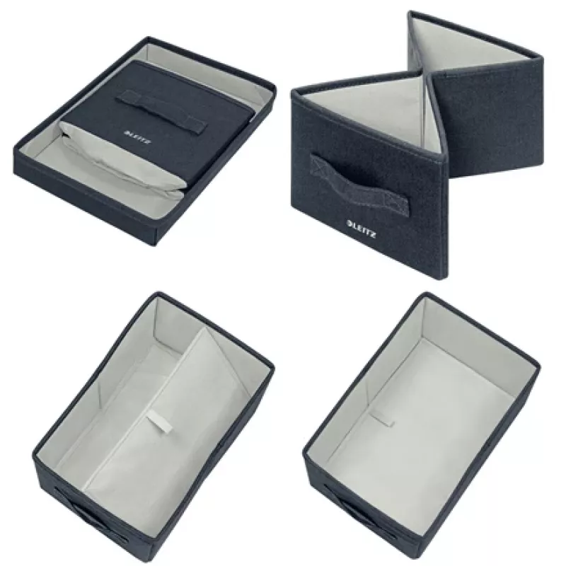 Leitz Stoff-Aufbewahrungsbox mit Deckel klein, 2er-Packung, Aufbewahrungsbox, Blau, Rechteckig, Stoff, Monochrom, Stoff