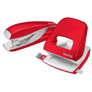 Leitz Locher WOW 5008 Metall 2-fach / 30 Blatt, 30 Blatt, Rot, Weiß, Metall, 8 cm, 5,5 mm, A6