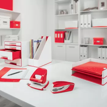 Leitz Zeitschriftensammler WOW Dual Colour, Rot, Weiß, Kunststoff, A4, 73 mm, 318 mm, 272 mm