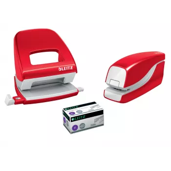 Leitz Batteriebetriebener Hefter WOW 5566, 10 Blatt, Standard-Clinch, 1 cm, Kunststoff, Rot, Batterie
