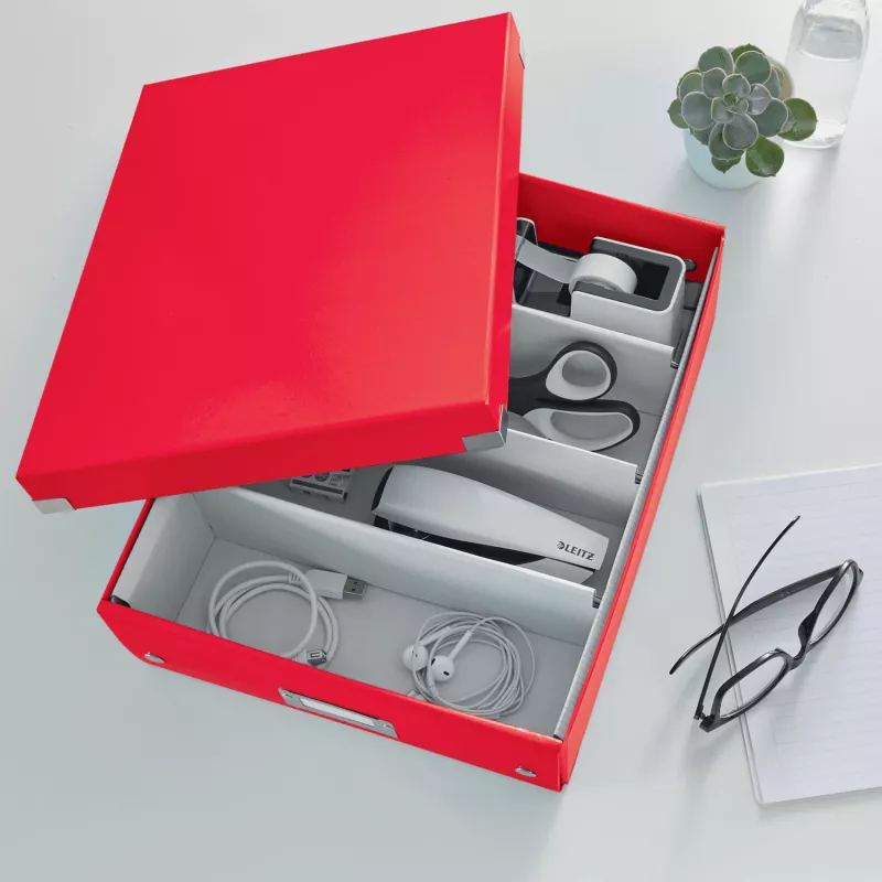 Leitz Click & Store WOW Medium Organiser Box, Aufbewahrungsbox, Rot, Rechteckig, Karton, Monochromatisch, Innenbereich