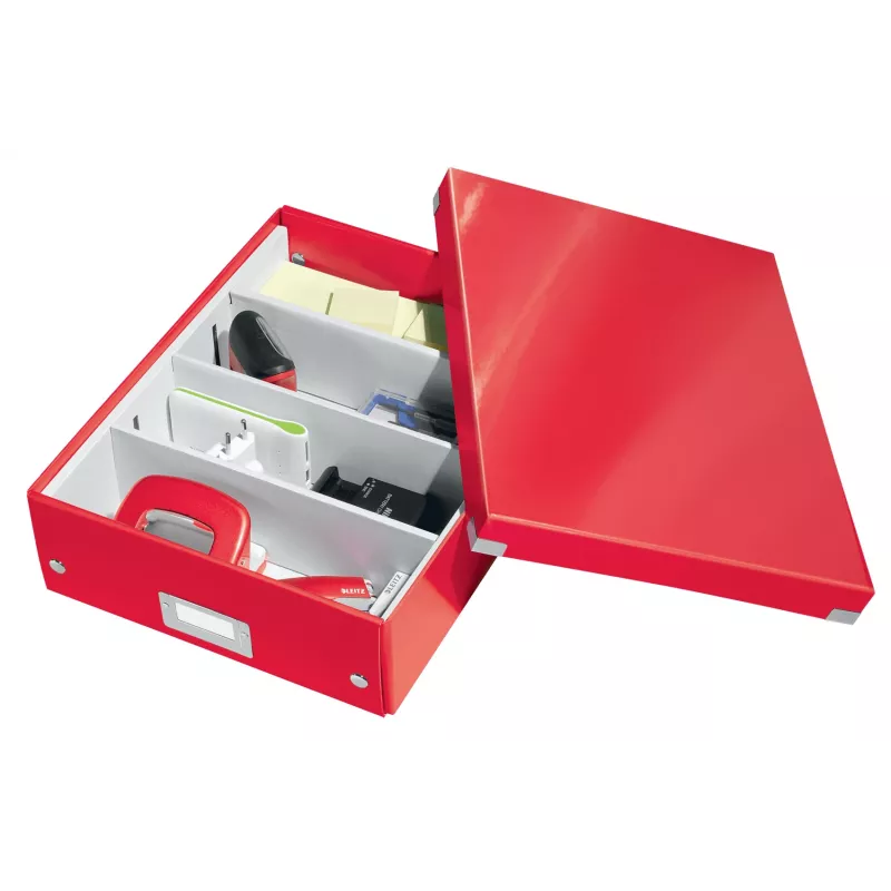 Leitz Click & Store WOW Medium Organiser Box, Aufbewahrungsbox, Rot, Rechteckig, Karton, Monochromatisch, Innenbereich