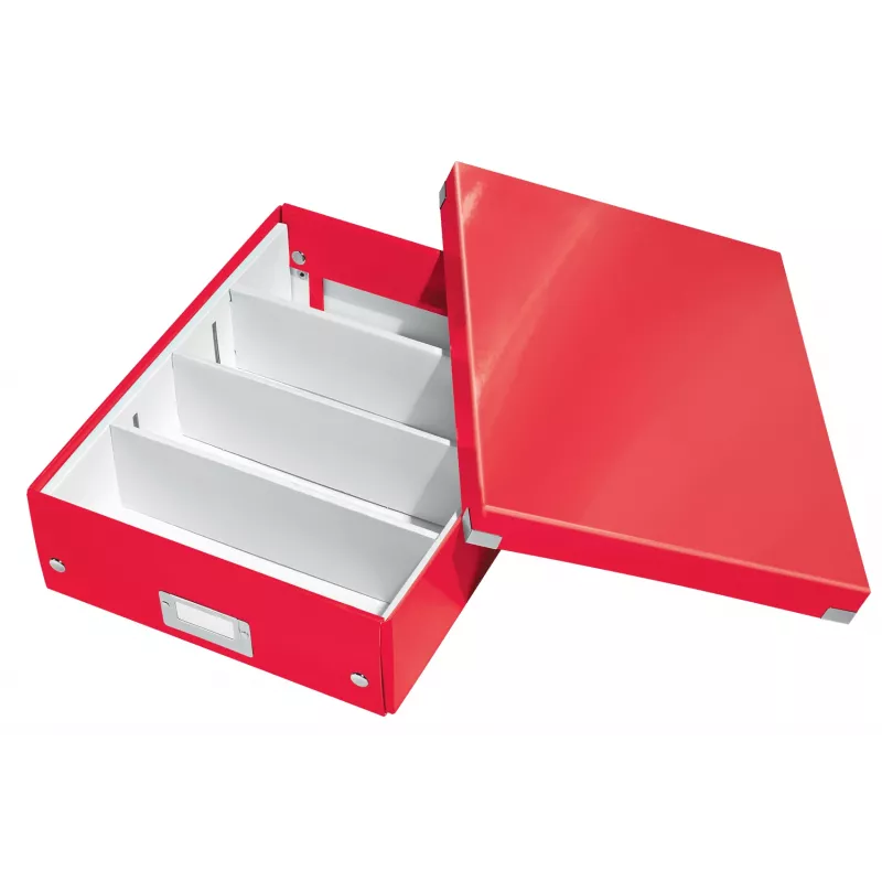 Leitz Click & Store WOW Medium Organiser Box, Aufbewahrungsbox, Rot, Rechteckig, Karton, Monochromatisch, Innenbereich