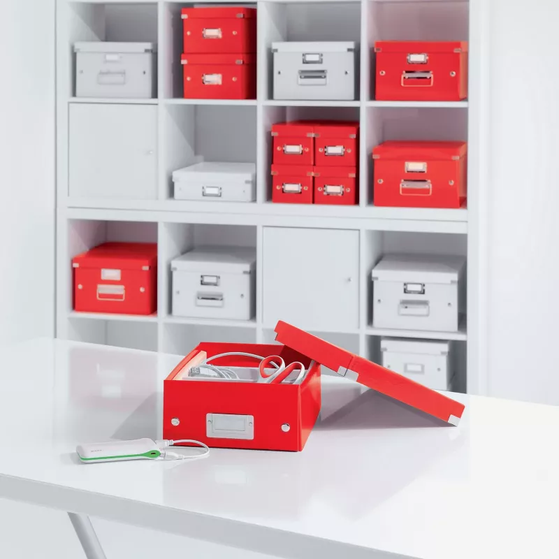Leitz Box Click & Store WOW Cube Large Aufbewahrungsbox, Aufbewahrungsbox, Rot, Rechteckig, Karton, Monochromatisch, Innenbereich