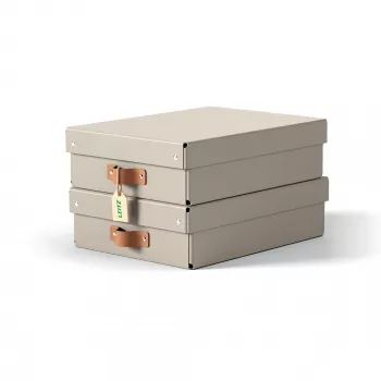 Leitz Puro Aufbewahrungsbox mit Deckel, mittel niedrig, 8L, 100% recycelte Pappe, 2er-Pack