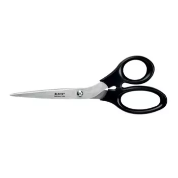 Leitz Edelstahl-Schere 200 mm, Erwachsene, gerader Schnitt, Einzeln, Schwarz, Edelstahl, Edelstahl, Büroschere