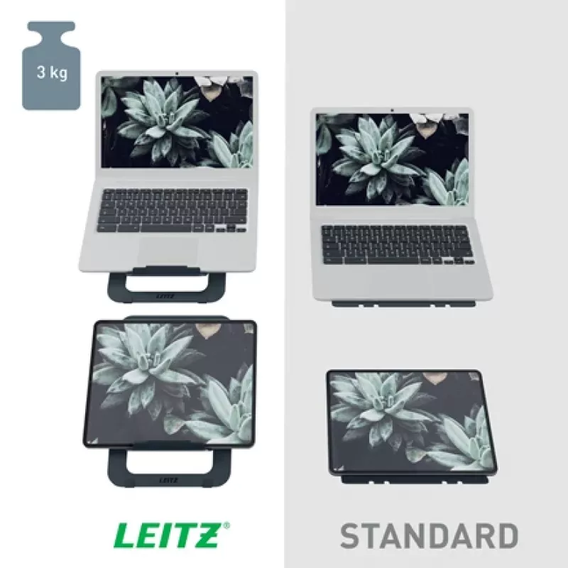 Leitz Ergo Aluminium Ultra-Flat höhenverstellbarer Laptopständer, Laptop- & Tabletarm, Dunkelgrau, Aluminium, 25,4 cm (10 Zoll), 43,2 cm (17 Zoll), 25,4 cm (10 Zoll)